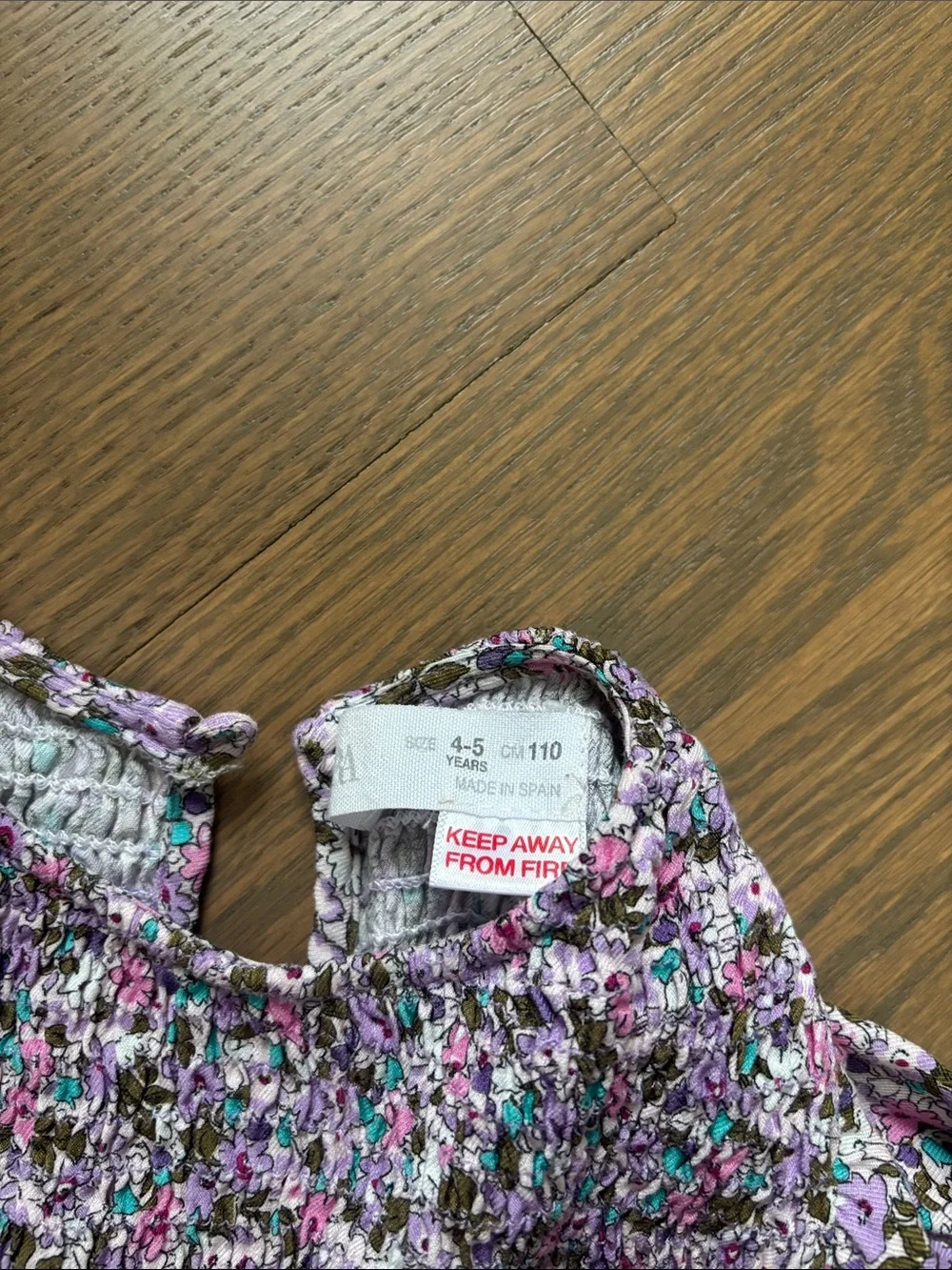 Zara Girls' Floral Smocked Dress - Pink, Purple, Teal